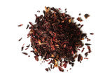Cut and sifted red hibiscus calyces for herbal tea and iced drinks.