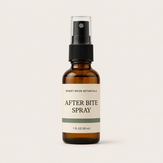 Desert Moon Botanicals Bite & Sting Botanical Spray with plantain, feverfew, and grindelia.