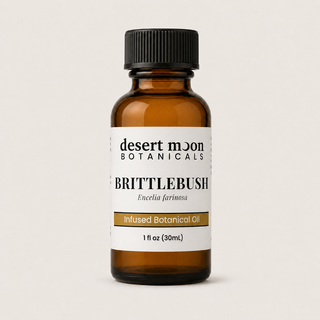 Desert Moon Botanicals Brittlebush Infused Botanical Oil in a 1 oz amber bottle