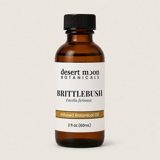 Desert Moon Botanicals Brittlebush Infused Botanical Oil in a 2 oz amber bottle