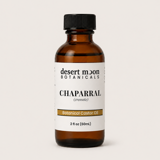 Desert Moon Botanicals Chaparral Intensive Botanical Oil in a 2 oz amber bottle