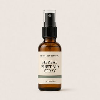 Desert Moon Botanicals Herbal First Aid Spray with echinacea, yarrow, plantain, and chaparral.